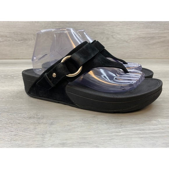 Fitflop Shoes - FitFlop Women's Flare Suede Thong Sandals Black 8 Casual Comfort Shoes